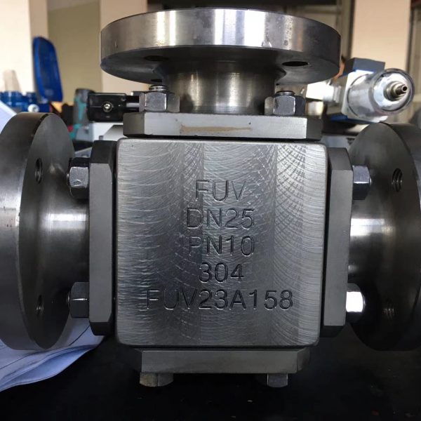 pneumatic 3-way ceramic ball valve 3